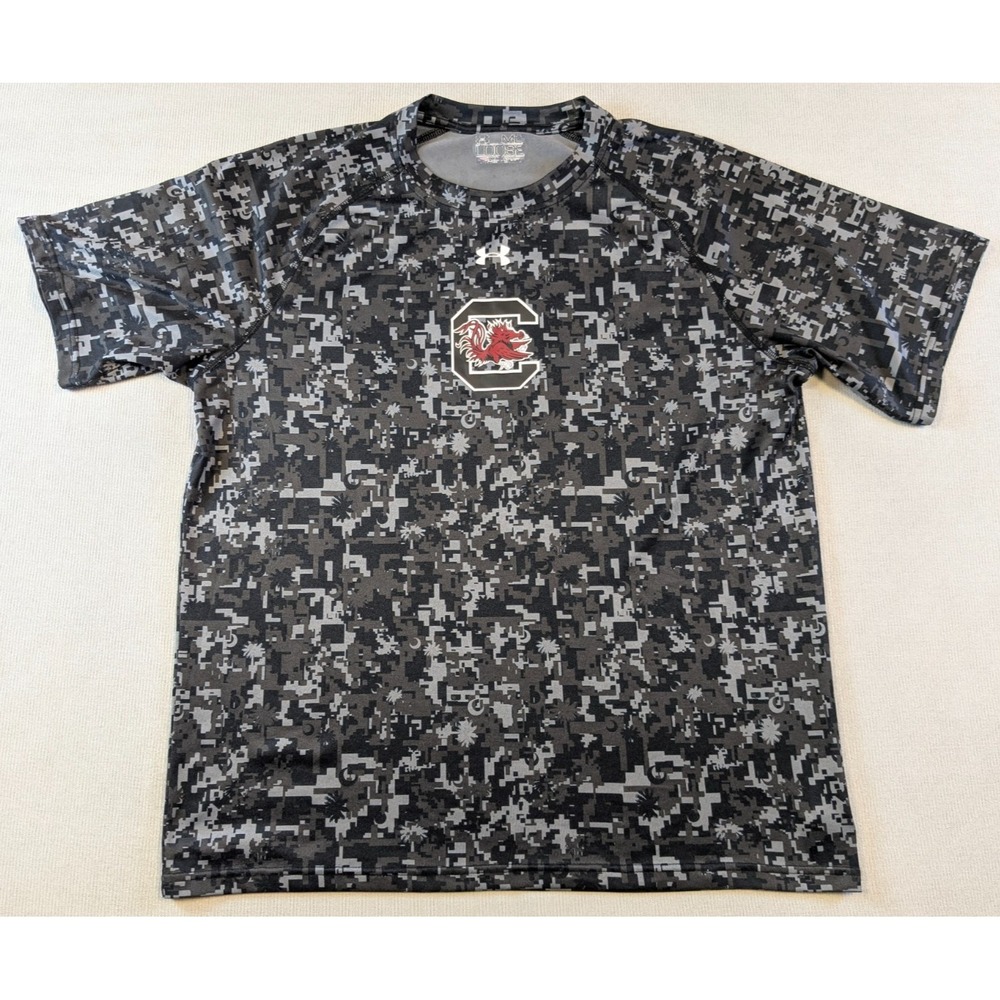 South Carolina Gamecocks Shirt Mens Medium Under Armour Camo HeatGear Training